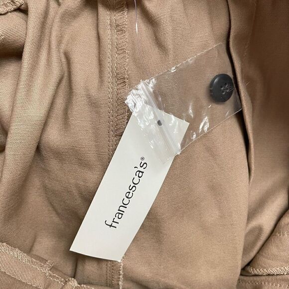 Francescas Pants Womens Small S Khaki Tan Paperbag NEW High Waisted Tie Mi Ami - Picture 6 of 8